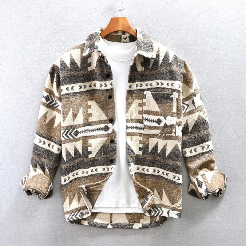 Mutige Tribal-inspirierte Freizeitjacke